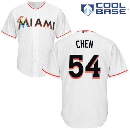 Marlins #54 Wei-Yin Chen White Cool Base Stitched Youth MLB Jersey - Click Image to Close